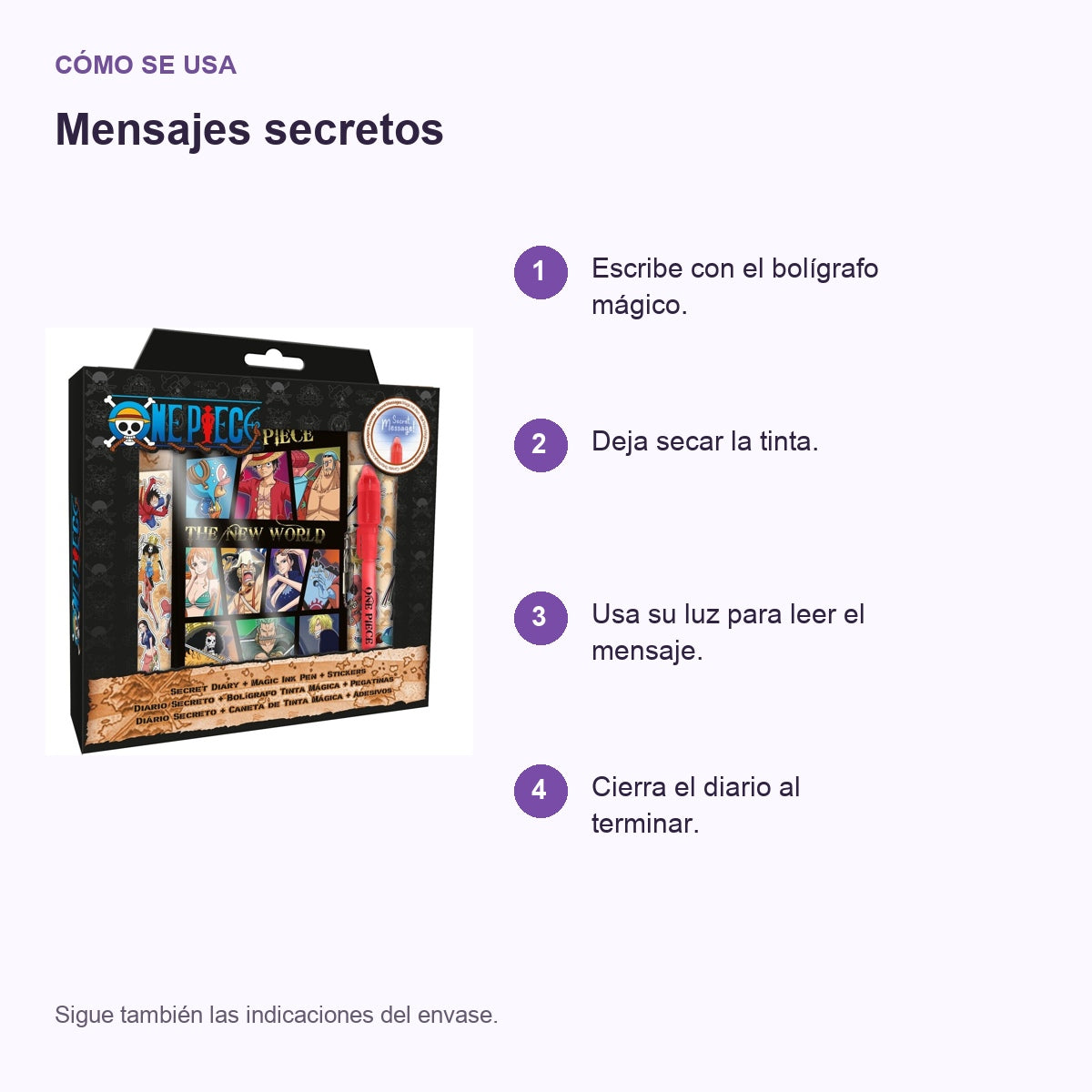 Guía de uso: Diario con bolígrafo mágico One Piece