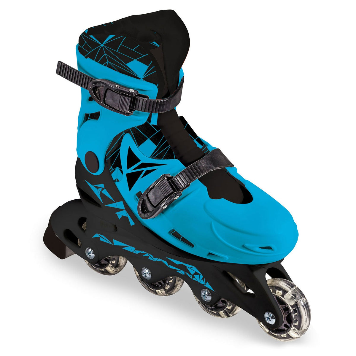 Vista de los patines en línea Mondo azules talla 33–36