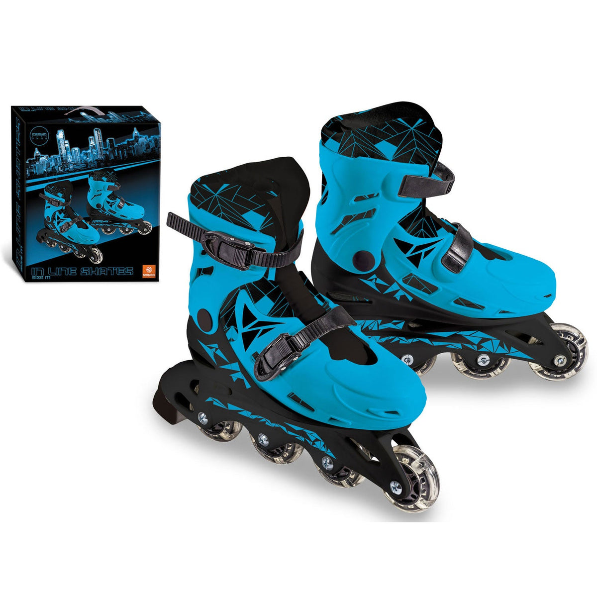 Patines Mondo azules talla 33–36 con su caja