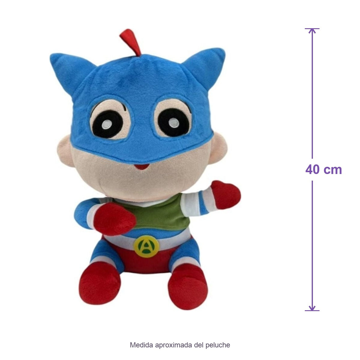 Peluche Shin Chan superhéroe · 40 cm — medida aproximada