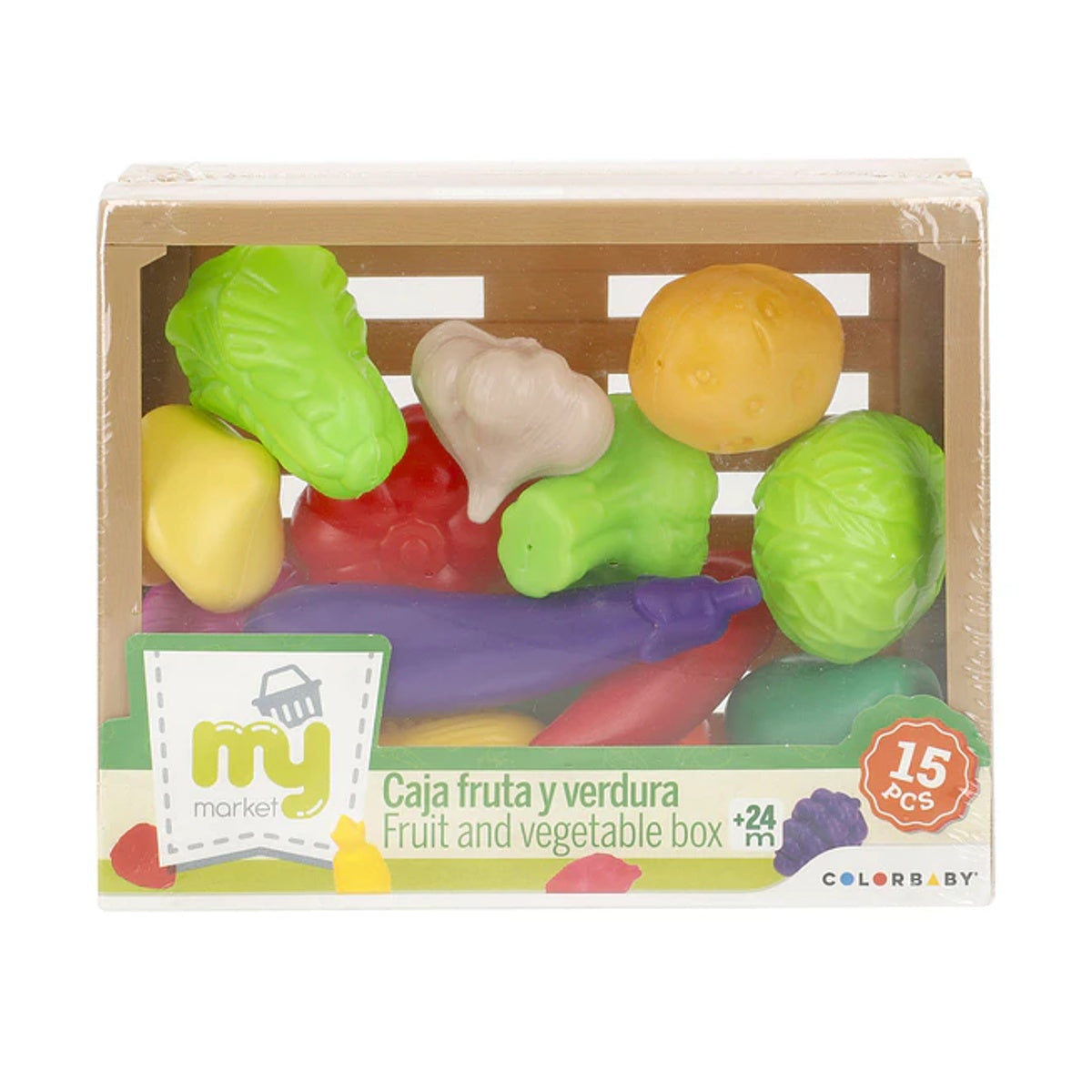 My Market: caja de frutas y verduras de juguete, 15 piezas