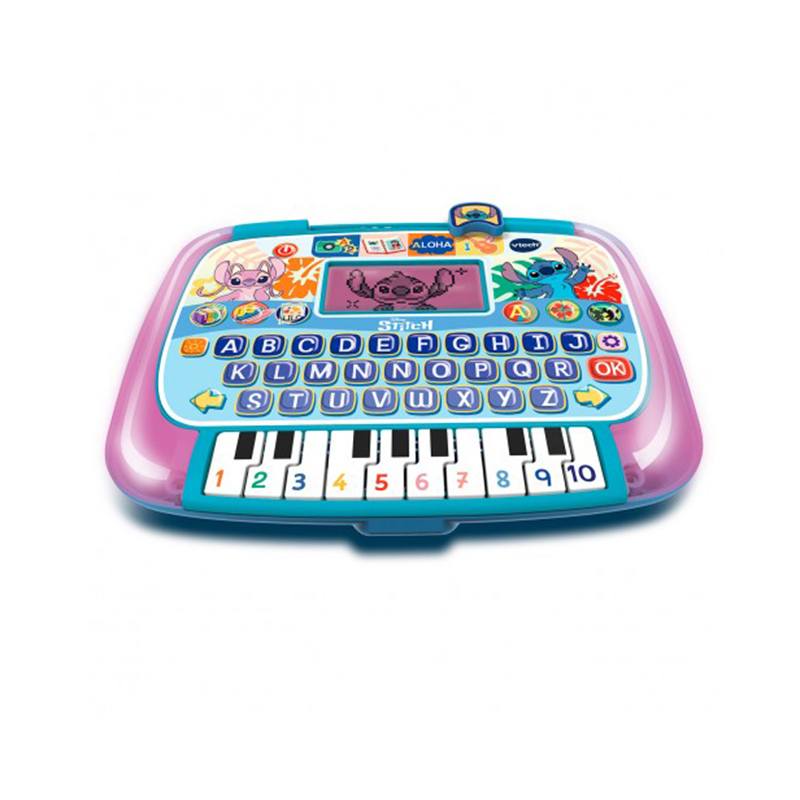 Tablet educativa Stitch VTech — perspectiva y luces